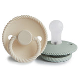 Frigg Rope Latex Baby Pacifier 0-6M, 2Pack, Cream/Sage - Size 1 - Laadlee