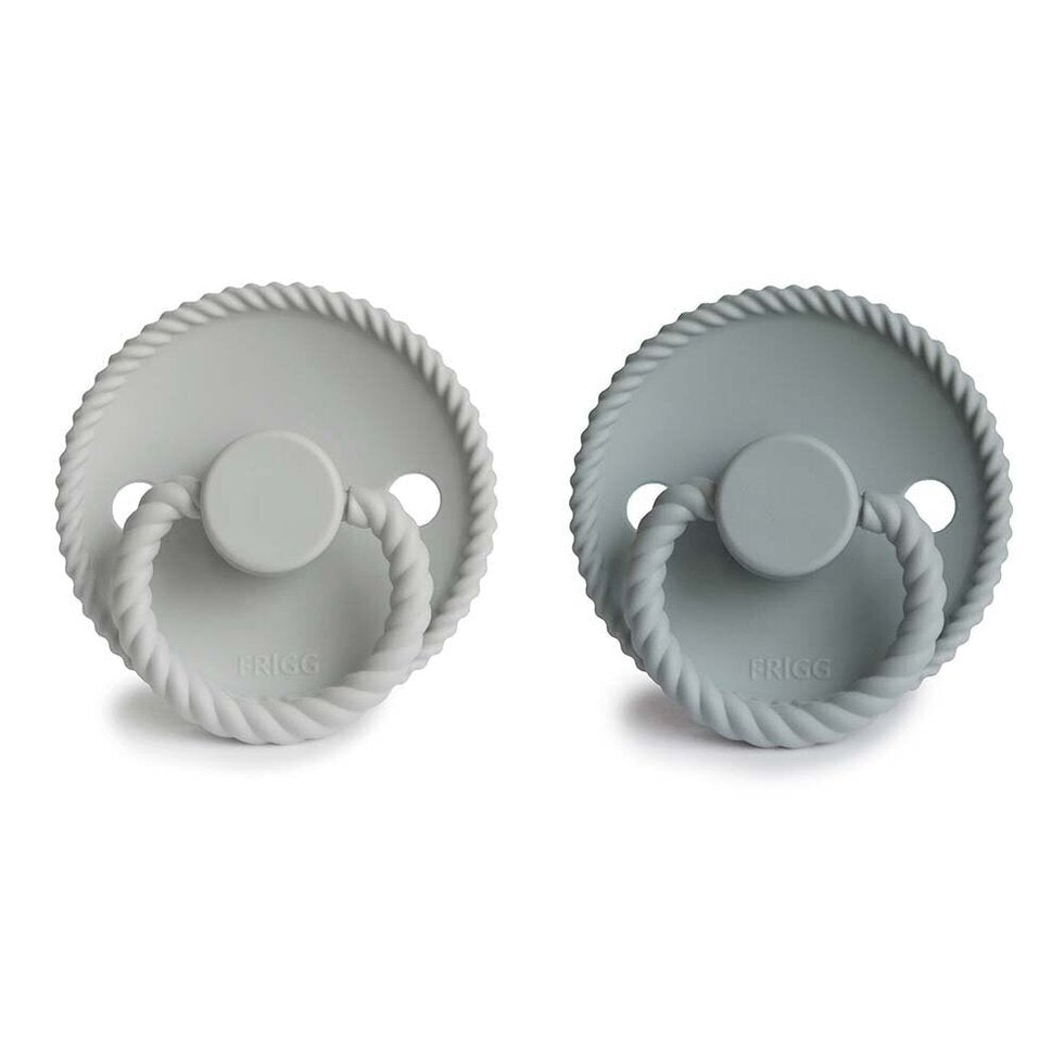 Frigg Rope Silicone Baby Pacifier 6M-18M, 2Pack, French Gray/Silver Gray - Size 2 - Laadlee
