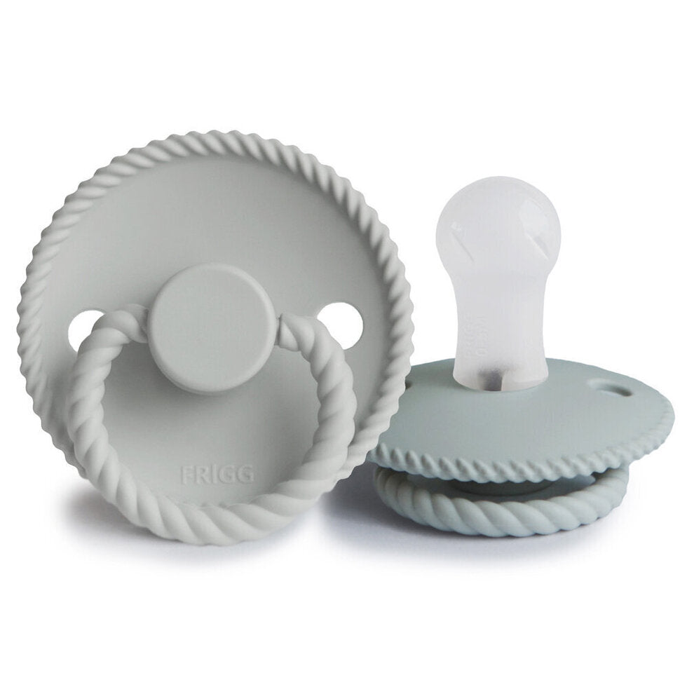 Frigg Rope Latex Baby Pacifier 0-6M, 2Pack, French Gray/Silver Gray - Size 1 - Laadlee