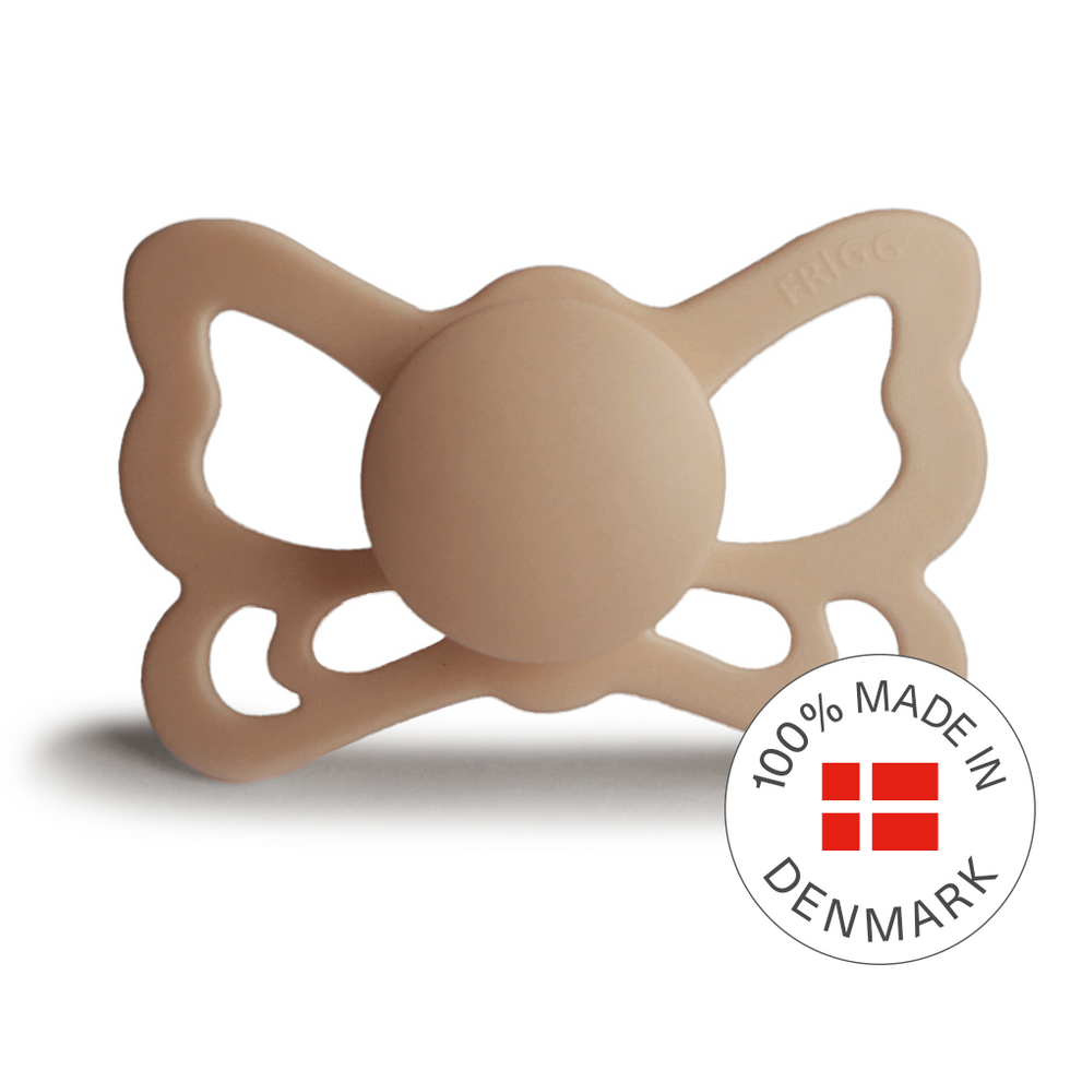 Frigg Butterfly Anatomical Silicone Baby Pacifier 6M-18M, Silky Satin - Size 2 - Laadlee