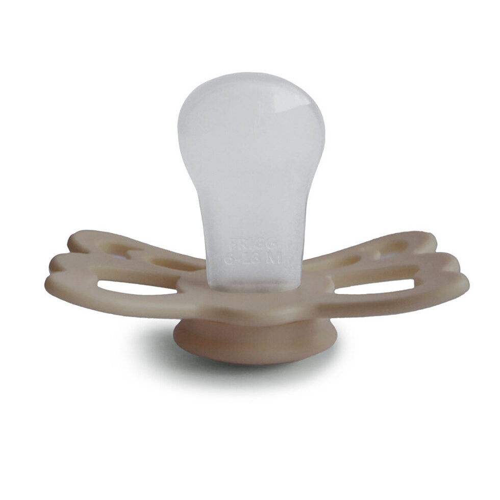 Frigg Butterfly Anatomical Silicone Baby Pacifier 6M-18M, Silky Satin - Size 2 - Laadlee