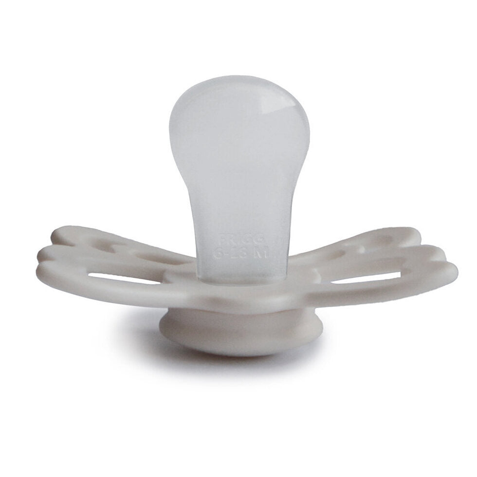 Frigg Butterfly Anatomical Silicone Baby Pacifier 6M-18M, Silver Gray - Size 2 - Laadlee