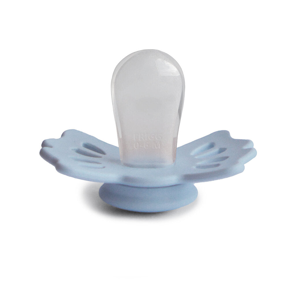 Frigg Lucky Symmetrical Silicone Baby Pacifier 0-6M, Powder Blue - Size 1 - Laadlee