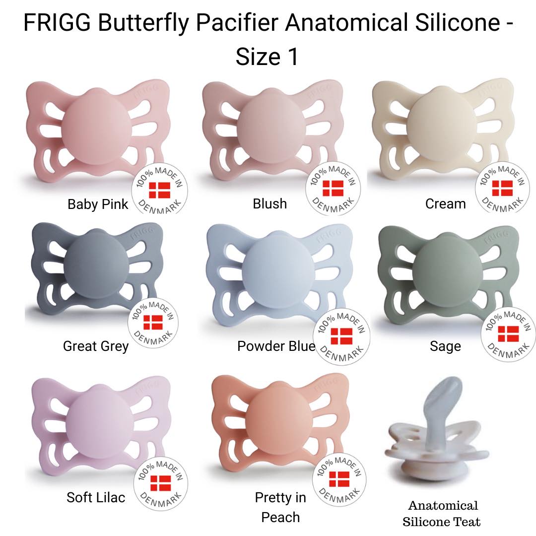 Frigg Lucky Symmetrical Silicone Baby Pacifier 0-6M, Powder Blue - Size 1 - Laadlee