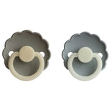 Frigg Daisy Silicone Baby Pacifier 6M-18M ,Pack of 2 , French Gray Night / Portobello Night - Size 2
