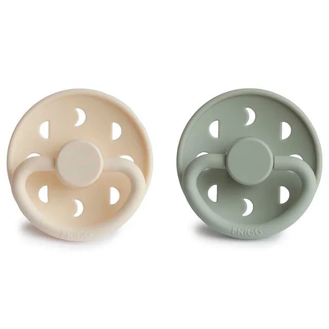 Frigg Moon Phase Silicone Baby Pacifier 0-6M, 2Pack, Cream/Sage - Size 1 - Laadlee