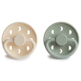 Frigg Moon Phase Silicone Baby Pacifier 0-6M, 2Pack, Cream/Sage - Size 1 - Laadlee