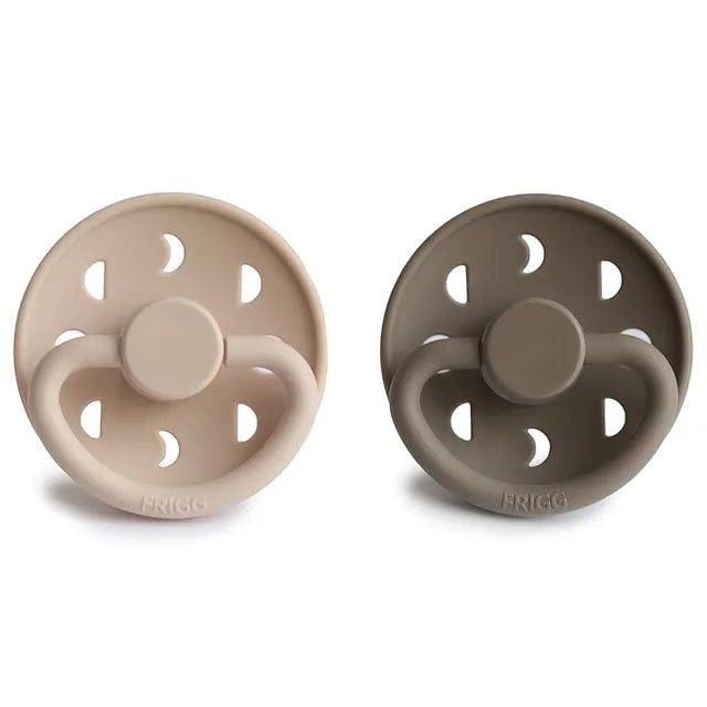 Frigg Moon Phase Silicone Baby Pacifier 0-6M, 2Pack, Croissant/Portobello - Size 1 - Laadlee