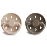 Frigg Moon Phase Silicone Baby Pacifier 6M-18M, 2Pack, Croissant/Portobello - Size 2 - Laadlee