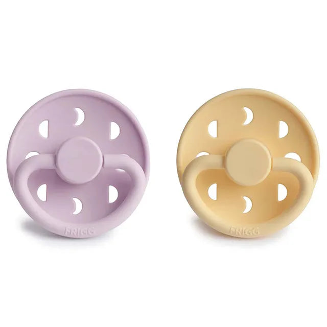 Frigg Moon Phase Silicone Baby Pacifier 6M-18M, 2Pack, Pale Daffodil/Soft Lilac - Size 2 - Laadlee
