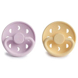 Frigg Moon Phase Silicone Baby Pacifier 6M-18M, 2Pack, Pale Daffodil/Soft Lilac - Size 2 - Laadlee