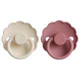 Frigg Daisy Silicone Baby Pacifier 6M - 18M, 2Pack, Cream/Cedar - Size 2 - Laadlee