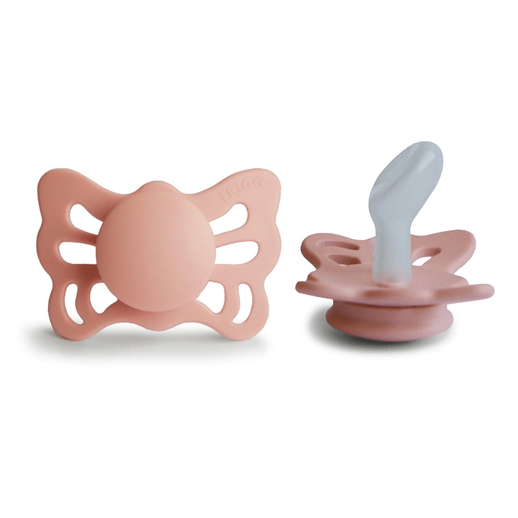 Frigg Butterfly Anatomical Silicone Baby Pacifier 0-6M, Pretty In Peach - Size 1 - Laadlee