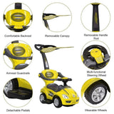 Factual Toys Megacar Canopy Kids 3-in-1 Push Car - Yellow