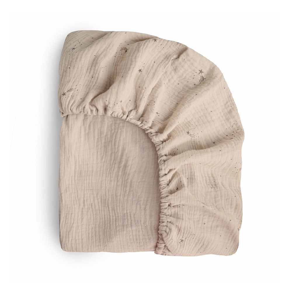 Mushie Crib Sheet Medium Falling Stars - Laadlee