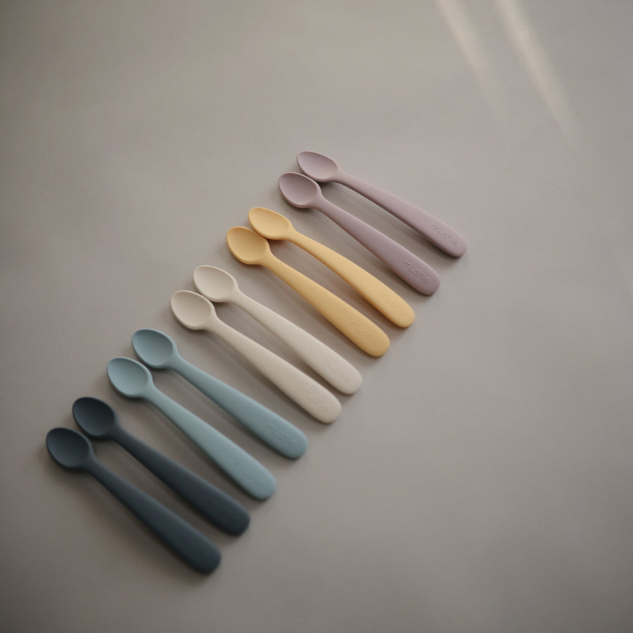 Mushie Silicone Baby Spoons Pale Daffodil - Laadlee