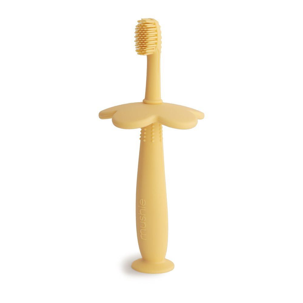 Mushie Flower Training Toothbrush Pale Daffodil - Laadlee