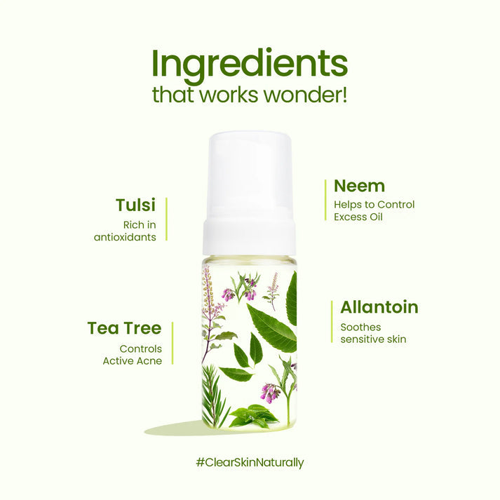 Mother Sparsh Tulsi & Tea Tree Foaming Facewash - 100ml - Laadlee