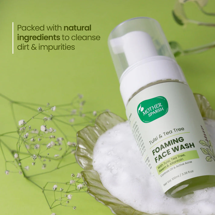 Mother Sparsh Tulsi & Tea Tree Foaming Facewash - 100ml - Laadlee
