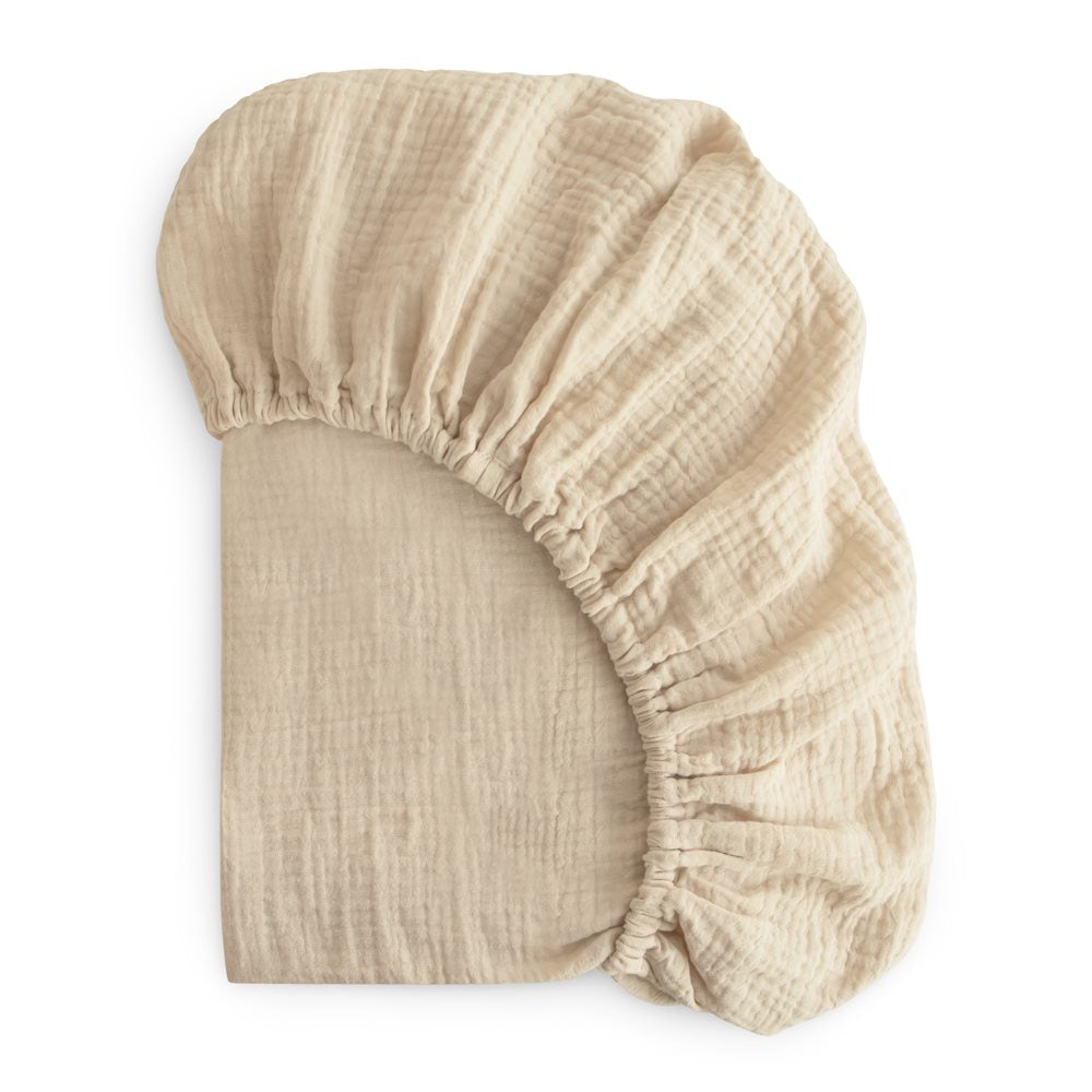 Mushie Crib Sheet Medium Fog - Laadlee
