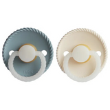 Frigg Rope Latex Baby Pacifier 6M-18M, 2Pack, Stone Blue Night/Cream Night - Size 2 - Laadlee