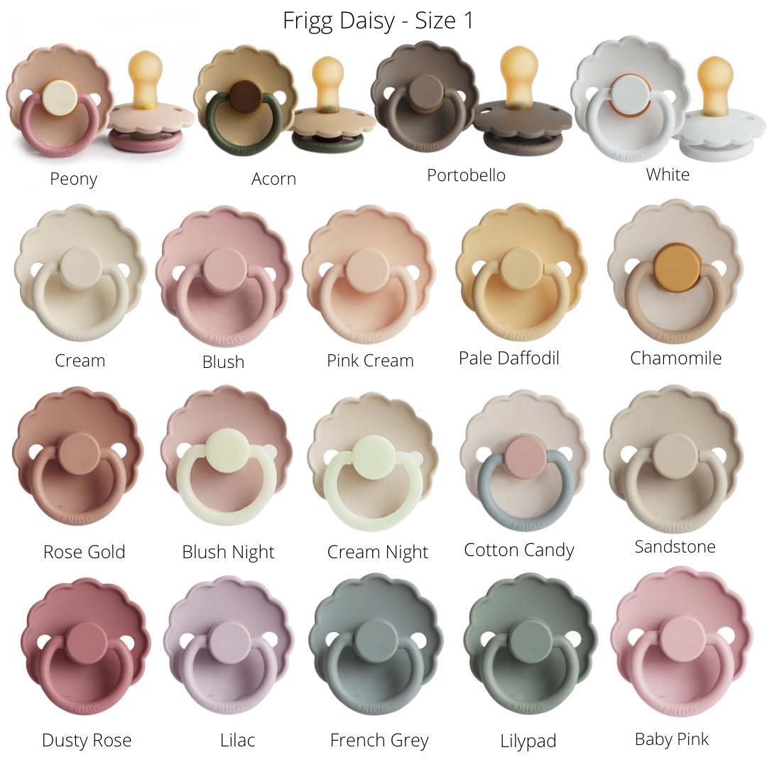 Frigg Daisy Latex Baby Pacifier 0-6M, 2Pack, Blush/Cream - Size 1 - Laadlee