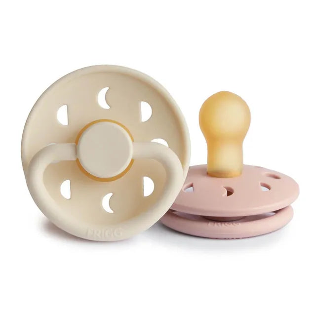 Frigg Moon Phase Latex Baby Pacifier 0-6M, 2Pack, Blush/Cream - Size 1 - Laadlee