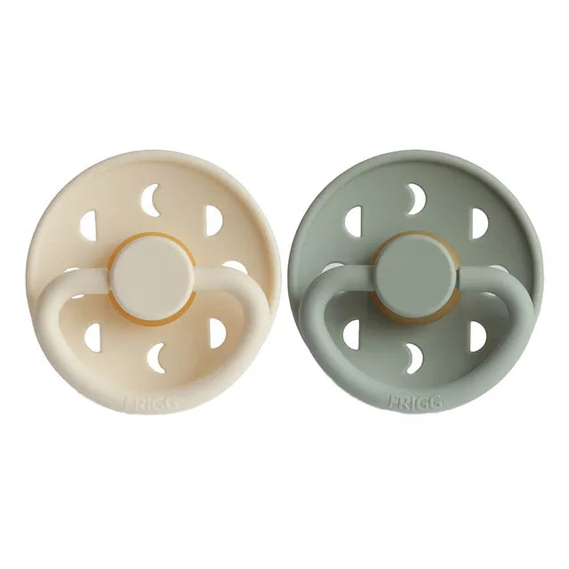 Frigg Moon Phase Latex Baby Pacifier 6M-18M, 2Pack, Cream/Sage - Size 2 - Laadlee