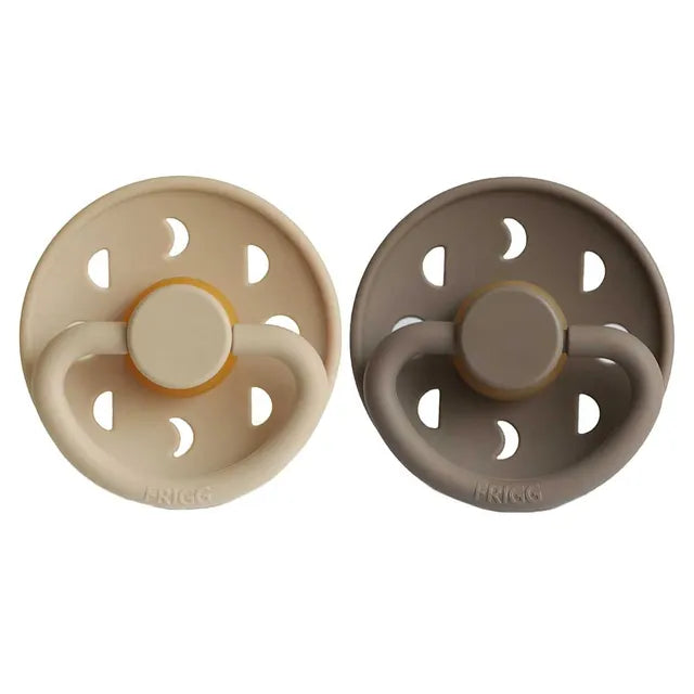 Frigg Moon Phase Latex Baby Pacifier 6M-18M, 2Pack, Croissant/Portobello - Size 2 - Laadlee