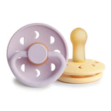 Frigg Moon Phase Latex Baby Pacifier 6M-18M, 2Pack, Pale Daffodil/Soft Lilac - Size 2 - Laadlee