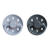 Frigg Moon Phase Latex Baby Pacifier 6M-18M, 2Pack, Powder Blue/Slate - Size 2 - Laadlee