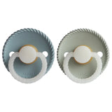 Frigg Rope Latex Baby Pacifier 0-6M, 2Pack, Stone Blue Night/Sage Night - Size 1 - Laadlee