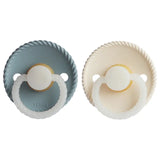 Frigg Rope Latex Baby Pacifier 0-6M, 2Pack, Stone Blue Night/Cream Night - Size 1 - Laadlee