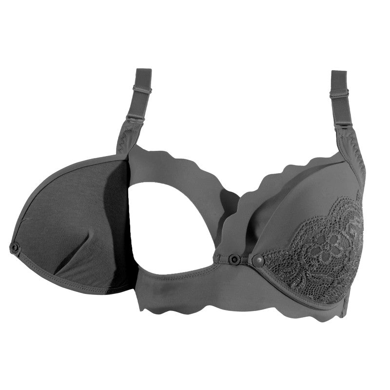 Okus Elegant Seamless Maternity & Nursing Bra - Black - Laadlee