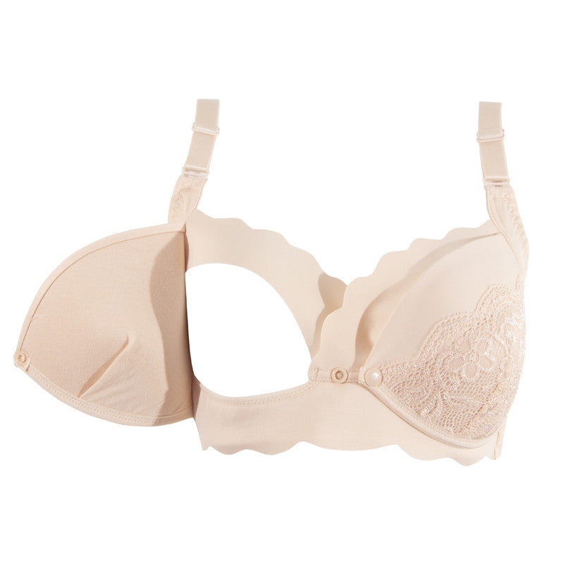 Okus Elegant Seamless Maternity & Nursing Bra - Beige - Laadlee