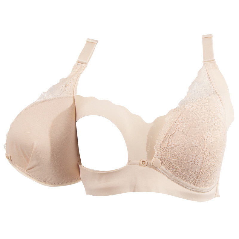 Okus Pretty Lace Maternity & Nursing Bra - Beige - Laadlee