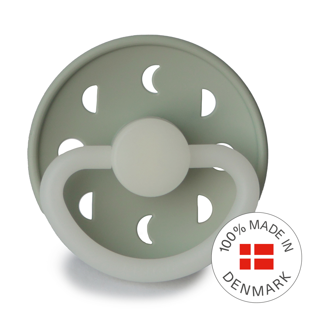 Frigg Moon Phase Silicone Baby Pacifier 0-6M, 1Pack, Sage Night - Size 1 - Laadlee