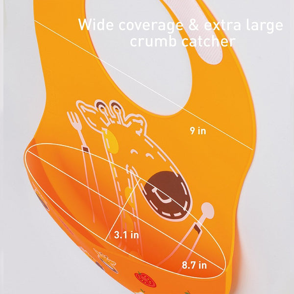 Marcus & Marcus - Wide Coverage Silicone Baby Bib - Pebble - Laadlee