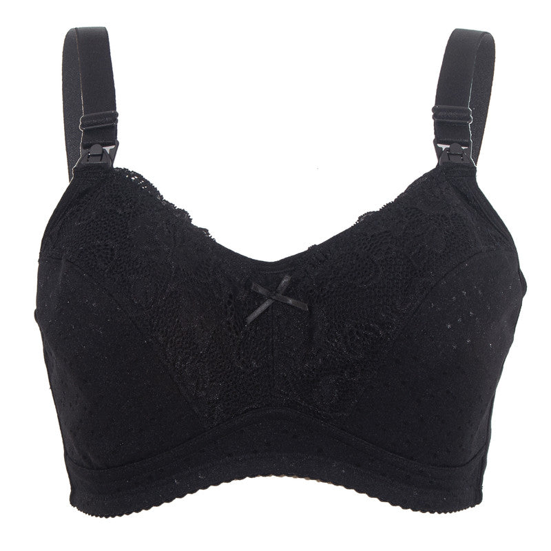 Okus Basic Cotton Maternity & Nursing Bra - Black - Laadlee