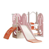 Lovely Baby Slide & Swing Set w/ Climbing Wall & Basketball Hoop - Pink