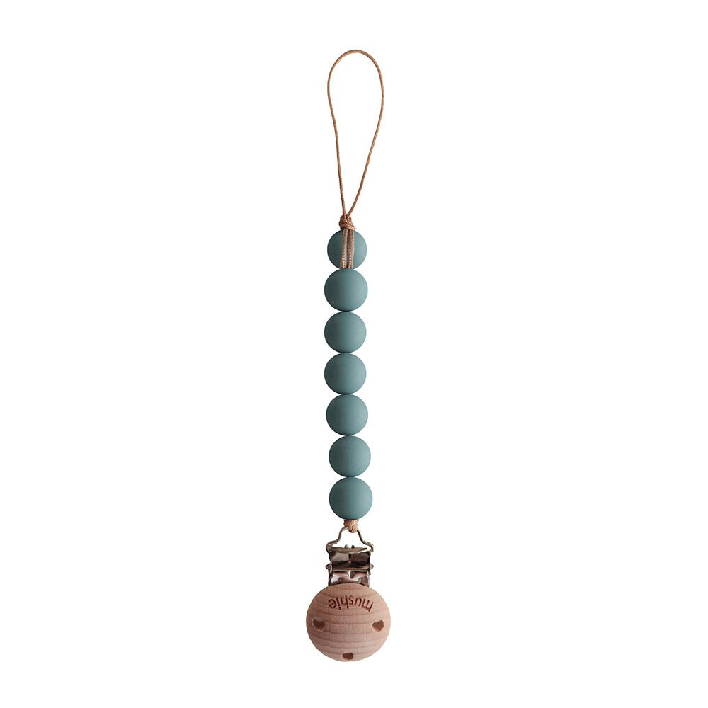 Mushie Pacifier Clips Halo Cadet Blue - Laadlee