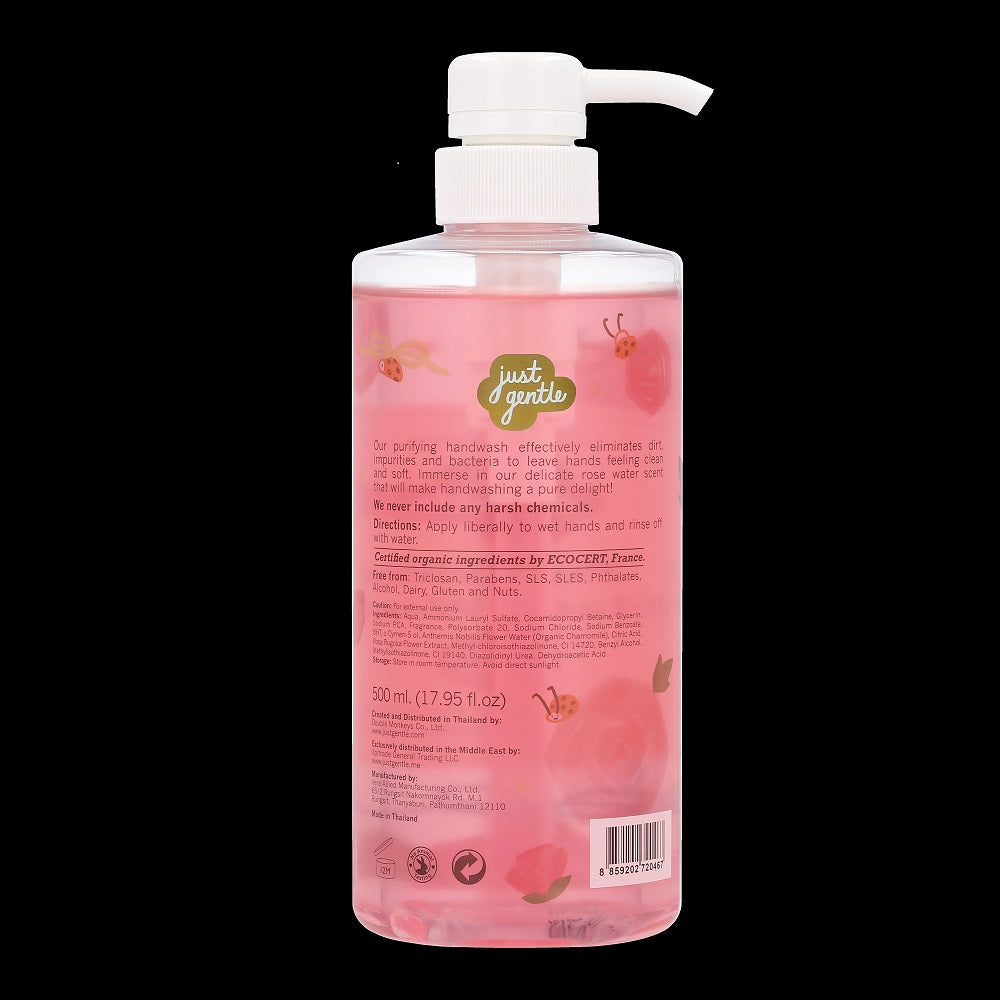 Just Gentle Purifying  Hand Wash - Rose Water - 500ml - Laadlee