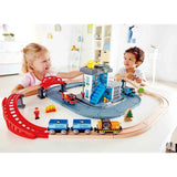 Hape Emergency Services Hq | 2-In-1 Police And Fire Station Complete Play Set With Vehicles And Action Figures