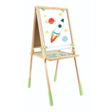 Hape Step Up Bamboo Easel, 3-In-1 Easel With Whiteboard, Blackboard And Paper Roll