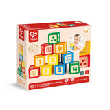 Hape-Educational Grip-N-Stack Silicone And 10Pcs Wood Blocks With Numbers And Patterns