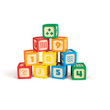 Hape-Educational Grip-N-Stack Silicone And 10Pcs Wood Blocks With Numbers And Patterns