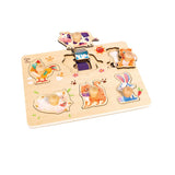Hape 2-Layer Farm Animal Peg Puzzle - 12Pcs