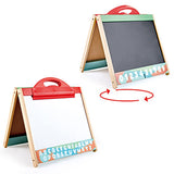 Hape Store & Go Easel, Folding Double-Sided Tabletop Blackboard & Whiteboard With Chalks, Markers & Other Art Accessories