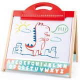 Hape Store & Go Easel, Folding Double-Sided Tabletop Blackboard & Whiteboard With Chalks, Markers & Other Art Accessories