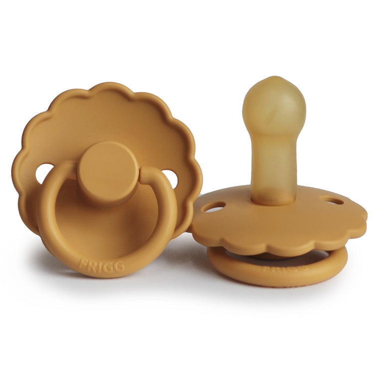 Frigg Daisy Latex Baby Pacifier 6M-18M, 1Pack, Honey Gold - Size 2 - Laadlee